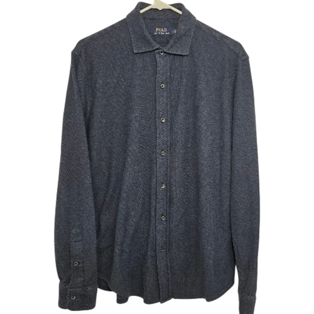 Polo Ralph Lauren Brushed Cotton Button Up Polo Navy Shirt Large